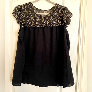 BloomChic Swiss dot floral yoke top